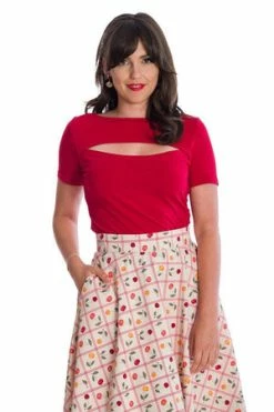 Banned Rose Jersey Top -Clorhing Shop 06 29 TP10430RED 20SK25356CREAM 0338 300x