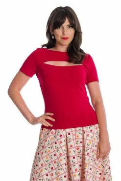 Banned Rose Jersey Top -Clorhing Shop 06 29 TP10430RED 20SK25356CREAM 0342 300x