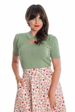 Banned Beth Knit Top 29 Banned Beth Knit Top -Clorhing Shop 06 29 TP10435GREEN 0431 300x
