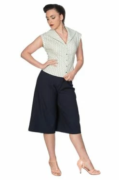 Banned Tile Print 50s Blouse -Clorhing Shop 1578475297BL14045MINT01 300x