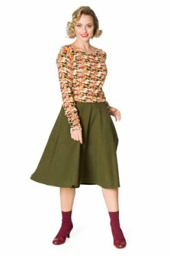 Banned Sophisticated Lady Swing Skirt 30 Banned Sophisticated Lady Swing Skirt -Clorhing Shop 1595937072SK25115GRN 01 300x