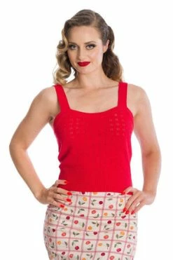 Banned Dora Strap Knit Top -Clorhing Shop 162756332006 29 TP10134RED 0610 300x