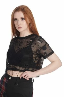 Banned Skull Queen Cropped Top -Clorhing Shop 1659025509TP10520BLK 3 300x