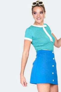 Voodoo Vixen 60s Mini Button Front Skirt -Clorhing Shop 60s mini button front skirt ska 3750 02.1382 300x