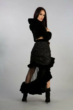 Burleska Agath Hooded Bolero In Black Velvet Flock 2 Burleska Agath Hooded Bolero In Black Velvet Flock - Image 2