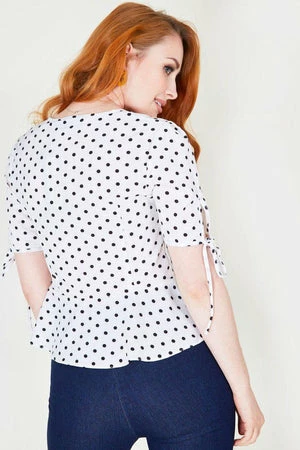 Voodoo Vixen Alice Polka Dot Peplum Blouse 2 Voodoo Vixen Alice Polka Dot Peplum Blouse - Image 2