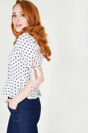 Voodoo Vixen Alice Polka Dot Peplum Blouse 3 Voodoo Vixen Alice Polka Dot Peplum Blouse - Image 3