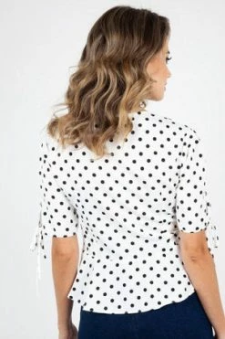 Voodoo Vixen Alice Polka Dot Peplum Blouse 13 Voodoo Vixen Alice Polka Dot Peplum Blouse -Clorhing Shop Alice Polka Dot Peplum Blouse Voodoo Vixen 5 300x