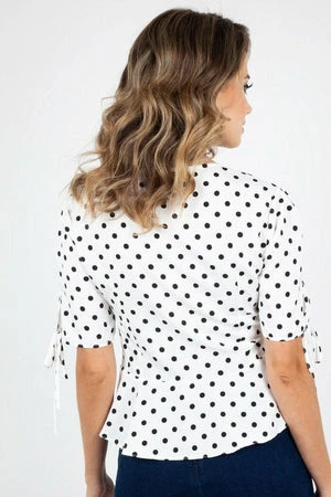 Voodoo Vixen Alice Polka Dot Peplum Blouse 5 Voodoo Vixen Alice Polka Dot Peplum Blouse - Image 5