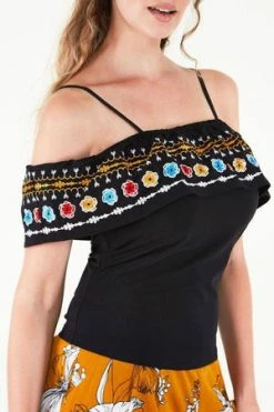 Voodoo Vixen Anna Embroidered Ruffle Top -Clorhing Shop Anna Embroidered Ruffle Top Voodoo Vixen 3 300x
