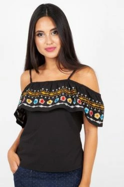 Voodoo Vixen Anna Embroidered Ruffle Top -Clorhing Shop Anna Embroidered Ruffle Top Voodoo Vixen 4 300x