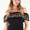 Voodoo Vixen Anna Embroidered Ruffle Top