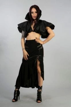 Burleska Blade High Collar Bolero In Black Taffeta -Clorhing Shop Blade High Collar Bolero In Black Taffeta Burleska 5 300x