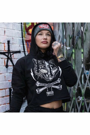Toxico Cat Skull Cropped Pullover Hood 1 Toxico Cat Skull Cropped Pullover Hood
