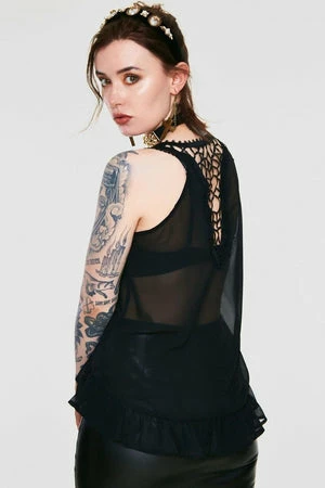 JAWBREAKER Chiffon Crochet Top 2 JAWBREAKER Chiffon Crochet Top - Image 2