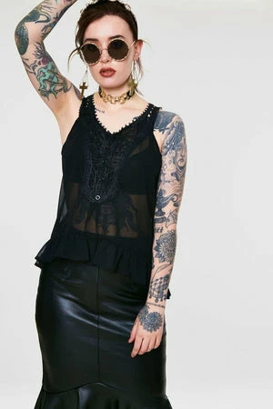 JAWBREAKER Chiffon Crochet Top 1 JAWBREAKER Chiffon Crochet Top