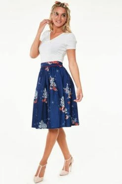 Voodoo Vixen Colbie Flare Coral Print Skirt -Clorhing Shop Colbie Flare Coral Print Skirt Voodoo Vixen 3 300x