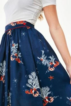 Voodoo Vixen Colbie Flare Coral Print Skirt -Clorhing Shop Colbie Flare Coral Print Skirt Voodoo Vixen 4 300x