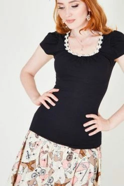 Voodoo Vixen Debbie Daisy Trim Top -Clorhing Shop Debbie Daisy Trim Top Voodoo Vixen 3 300x