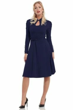 Voodoo Vixen Dita 50s Flared Dress With Cut-Out -Clorhing Shop Dita 50s Flared Dress With Cut Out Voodoo Vixen 6 300x
