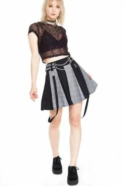 Clorhing Shop -Clorhing Shop Houndstooth Check Half Half Bondage Skirt Jawbreaker 2 300x