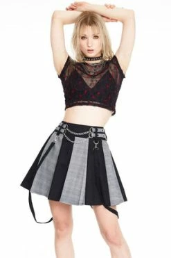 JAWBREAKER Houndstooth Check Half & Half Bondage Skirt