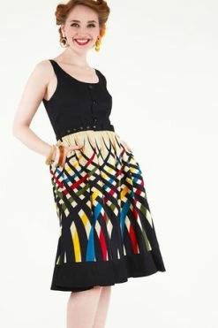 Voodoo Vixen Jean Border Print Flared Dress -Clorhing Shop Jean Border Print Flared Dress Voodoo Vixen 3 300x