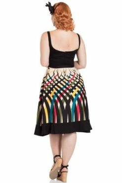 Voodoo Vixen Jean Border Print Flared Dress -Clorhing Shop Jean Border Print Flared Dress Voodoo Vixen 5 300x