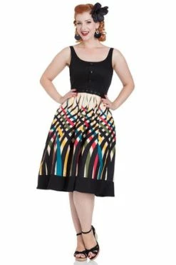 Voodoo Vixen Jean Border Print Flared Dress -Clorhing Shop Jean Border Print Flared Dress Voodoo Vixen 6 300x