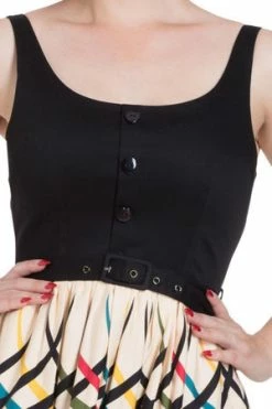 Voodoo Vixen Jean Border Print Flared Dress -Clorhing Shop Jean Border Print Flared Dress Voodoo Vixen 7 300x