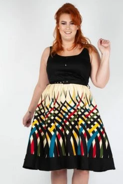 Voodoo Vixen Jean Border Print Flared Dress -Clorhing Shop Jean Border Print Flared Dress Voodoo Vixen 9 300x