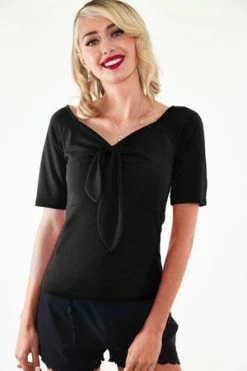 Voodoo Vixen Knit Pullover Black Top With Tie At CF -Clorhing Shop Knit Pullover Black Top With Tie At CF Voodoo Vixen 3 300x