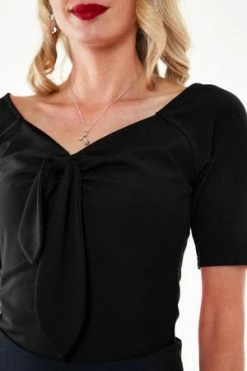 Voodoo Vixen Knit Pullover Black Top With Tie At CF -Clorhing Shop Knit Pullover Black Top With Tie At CF Voodoo Vixen 5 300x