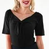 Voodoo Vixen Knit Pullover Black Top With Tie At CF