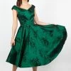 Voodoo Vixen Lily Green Taffeta Flared Dress