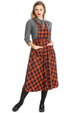 Banned Miss Spook Check Pinafore Dress -Clorhing Shop Miss Spook Check Pinafore Dress Banned 3 300x