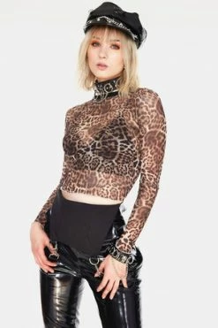 JAWBREAKER Native New Yorker Leopard Mesh Top