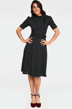 Voodoo Vixen Posie Black Polka Dot Tie Neck Dress 4 Voodoo Vixen Posie Black Polka Dot Tie Neck Dress - Image 4