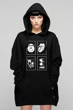 Long Clothing Rave Flyers Lux - Oversize Hooded Sweat - Unisex 1 Long Clothing Rave Flyers Lux - Oversize Hooded Sweat - Unisex