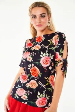 Voodoo Vixen Rosabeth Floral Knit Top -Clorhing Shop Rosabeth Floral Knit Top Voodoo Vixen 4 300x