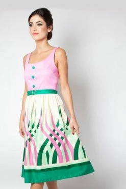 Voodoo Vixen Sabrina Watermelon Border Print Flared Dress -Clorhing Shop Sabrina Watermelon Border Print Flared Dress Voodoo Vixen 5 300x