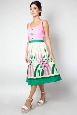 Voodoo Vixen Sabrina Watermelon Border Print Flared Dress -Clorhing Shop Sabrina Watermelon Border Print Flared Dress Voodoo Vixen 8 300x