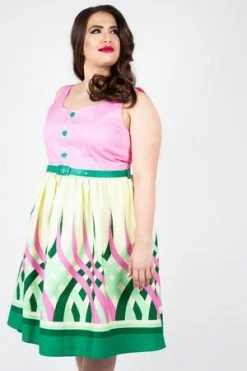 Voodoo Vixen Sabrina Watermelon Border Print Flared Dress -Clorhing Shop Sabrina Watermelon Border Print Flared Dress Voodoo Vixen 9 300x