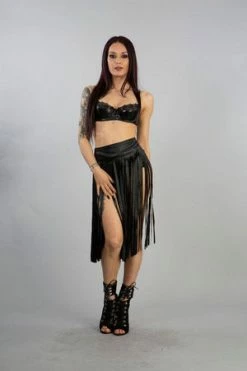 Burleska Shredder Knee Length Fringe Skirt In Black Matte 7 Burleska Shredder Knee Length Fringe Skirt In Black Matte -Clorhing Shop Shredder Knee Length Fringe Skirt In Black Matte Burleska 4 300x