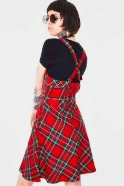 Clorhing Shop -Clorhing Shop Tartan Troublemaker Dungaree Style Dress Jawbreaker 2 300x