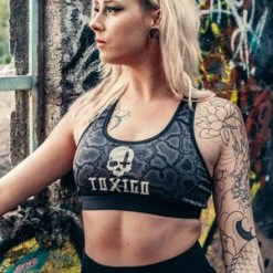 Toxico Skull Cross Snake Sport Bra