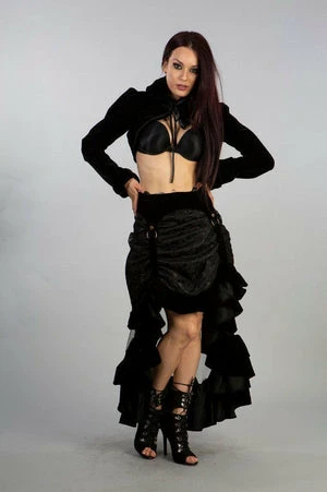 Burleska Agath Hooded Bolero In Black Velvet Flock 3 Burleska Agath Hooded Bolero In Black Velvet Flock - Image 3