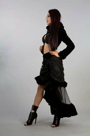 Burleska Agath Hooded Bolero In Black Velvet Flock 4 Burleska Agath Hooded Bolero In Black Velvet Flock - Image 4