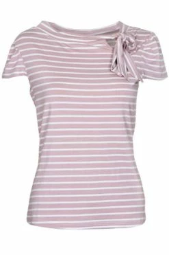 Voodoo Vixen Alexa Collar Bow Stripe Top -Clorhing Shop alexa collar bow stripe top voodoo vixen 4 300x