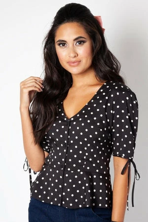 Voodoo Vixen Alice Polka Dot Peplum Blouse 7 Voodoo Vixen Alice Polka Dot Peplum Blouse - Image 7